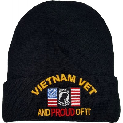 Skullies & Beanies US Military Vietnam Vet And Proud Of It Black Skull Beanie Officially Licensed Cap - C712JPXIBHD $11.97