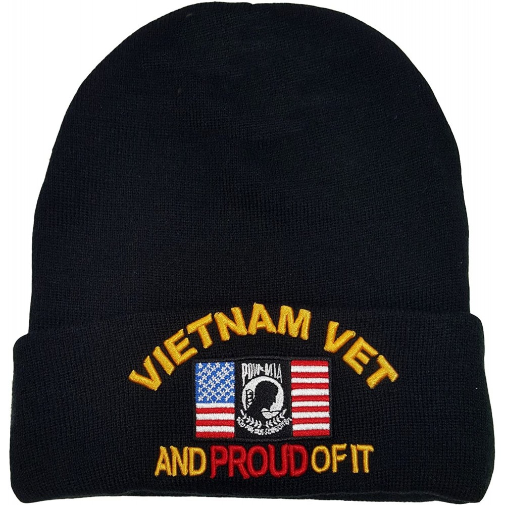 Skullies & Beanies US Military Vietnam Vet And Proud Of It Black Skull Beanie Officially Licensed Cap - C712JPXIBHD $11.97