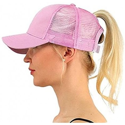 Baseball Caps Ponytail Cap Messy Trucker Adjustable Visor Baseball Cap Hat Unisex - Black & Pink - CD18EYKW6KC $13.92