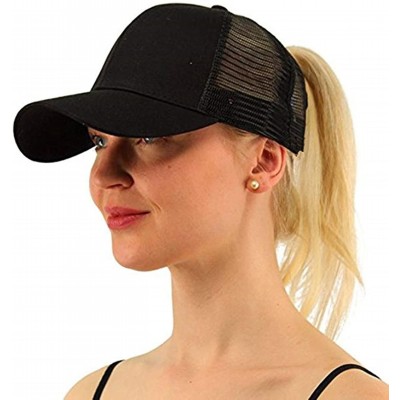 Baseball Caps Ponytail Cap Messy Trucker Adjustable Visor Baseball Cap Hat Unisex - Black & Pink - CD18EYKW6KC $13.92