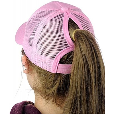 Baseball Caps Ponytail Cap Messy Trucker Adjustable Visor Baseball Cap Hat Unisex - Black & Pink - CD18EYKW6KC $13.92