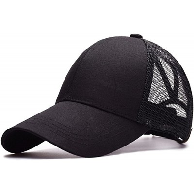 Baseball Caps Ponytail Cap Messy Trucker Adjustable Visor Baseball Cap Hat Unisex - Black & Pink - CD18EYKW6KC $13.92