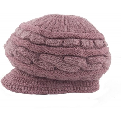 Skullies & Beanies Women's Winter Warm Hat Crochet Slouchy Beanie Knitted Caps with Visor - A-light Purple - C618K703X3Y $11.52
