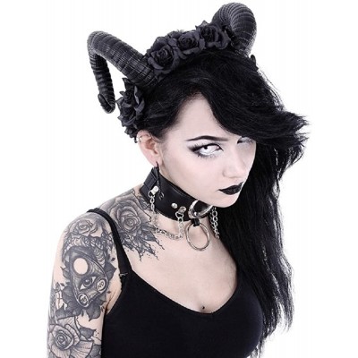 Headbands Restyle Gothic Sinister Roses Headband Garland Ram Satan Horns Headpiece - CM189Y90XK3 $26.15