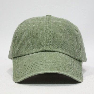 Baseball Caps Vintage Washed Cotton Adjustable Baseball Cap (Olive Green) - CQ12N7XU4RE $15.40