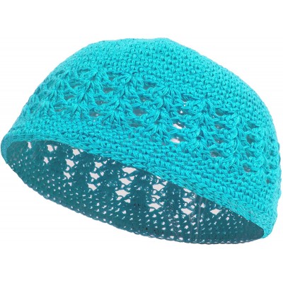 Skullies & Beanies Knitted Head Beanie Hand Crocheted - Light Blue - CK184XQMDDX $10.14