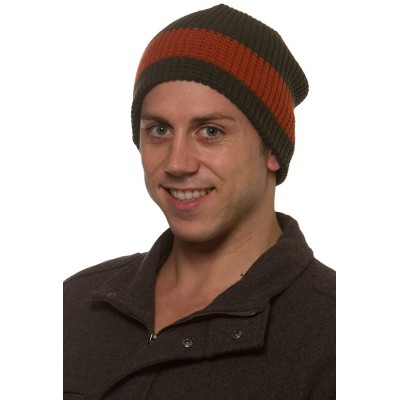 Skullies & Beanies Men's Double Layer Heavy Knit Hat with Fleece Trim Lining H706 - Green - CL1264ZRC3T $11.76
