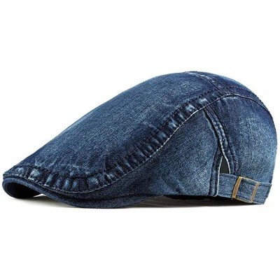 Newsboy Caps 2 Pack Mens Denim Cotton Newsboy Cap Ivy Gatsby Driving Hunting Cabbie Hats - 2 Pack-a - CR18SY4ST7Z $17.10