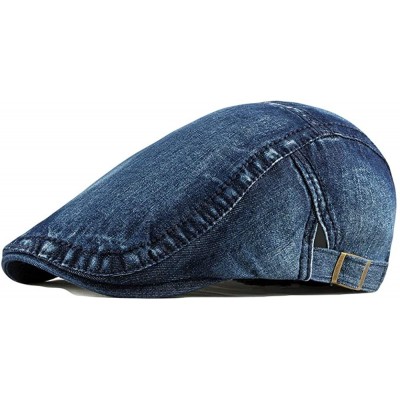 Newsboy Caps 2 Pack Mens Denim Cotton Newsboy Cap Ivy Gatsby Driving Hunting Cabbie Hats - 2 Pack-a - CR18SY4ST7Z $17.10