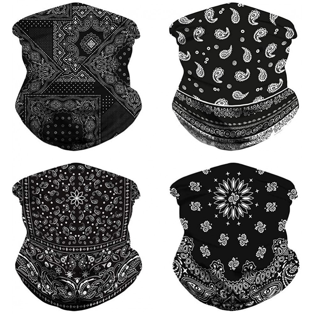 Balaclavas 4Pcs Bandanas Face Mask Seamless Neck Gaiter Scarf Mask Tube Headwear Balaclava for Men Women Outdoors Sports - CO...