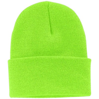 Skullies & Beanies Port Authority Perfect Warm Fleece Anti Pill Beanie - Neon Green - C112CLDUN0H $9.53