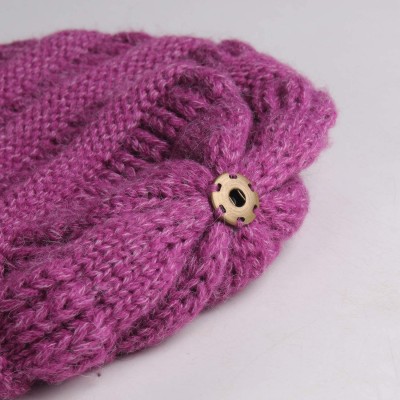 Skullies & Beanies Womens Winter Knit Slouchy Beanie Hat Warm Skull Ski Cap Faux Fur Pom Pom Hats for Women - CJ18U0HY4YY $15.90