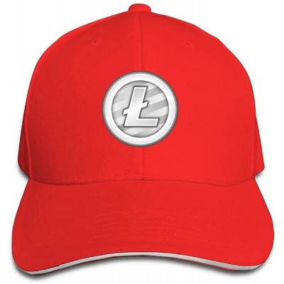 Baseball Caps Litecoin Peaked Cap 100% Cotton Adjustable Size-Adult. - Red - CX1804SQNCG $8.20
