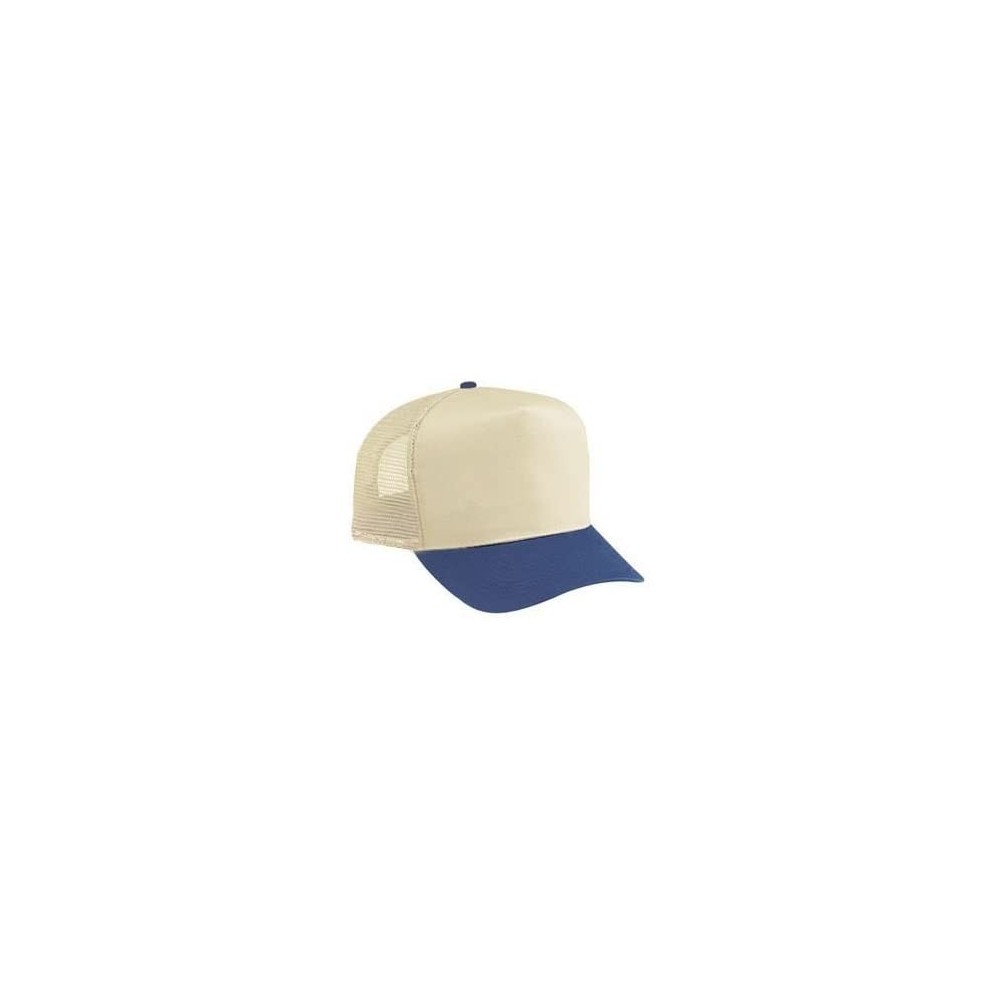 Baseball Caps Cotton Blend Twill 5 Panel Pro Style Mesh Back Trucker Hat - Nvy/Kha - C5180D5N7RS $10.71