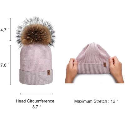 Skullies & Beanies Winter Knit Hat Warm Slouchy Beanie Hat Pom Pom Hat Ski Cap for Women and Girl - Pink - CE18TNGNO0K $10.23