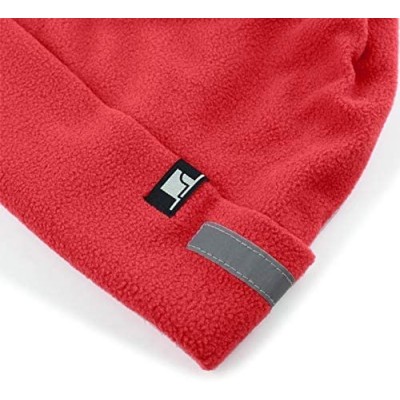 Skullies & Beanies Fleece Winter Functional Beanie Hat Cold Weather-Reflective Safety for Everyone Performance Stretch - Red ...