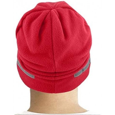 Skullies & Beanies Fleece Winter Functional Beanie Hat Cold Weather-Reflective Safety for Everyone Performance Stretch - Red ...