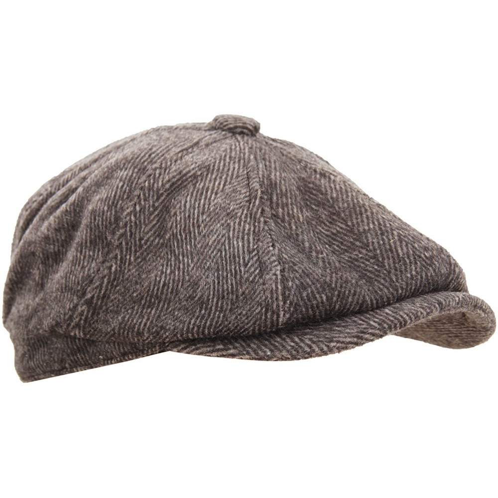 Newsboy Caps Mens 8 Panel Wool Blend Newsboy Cap - Brown - CZ129KNBW9H $7.24