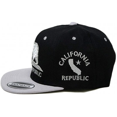 Baseball Caps California Republic Bear Logo Snapbacks Flat Brim Adjustable Snapback Hat Cap - Black Gray 01 - CT196XG0NGA $9.95