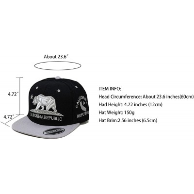 Baseball Caps California Republic Bear Logo Snapbacks Flat Brim Adjustable Snapback Hat Cap - Black Gray 01 - CT196XG0NGA $9.95