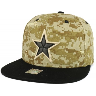 Baseball Caps Texas Lone Star Embroidered Cotton Flatbill Snapback Cap - Digital Camo Black - CX1897UW6NU $12.62