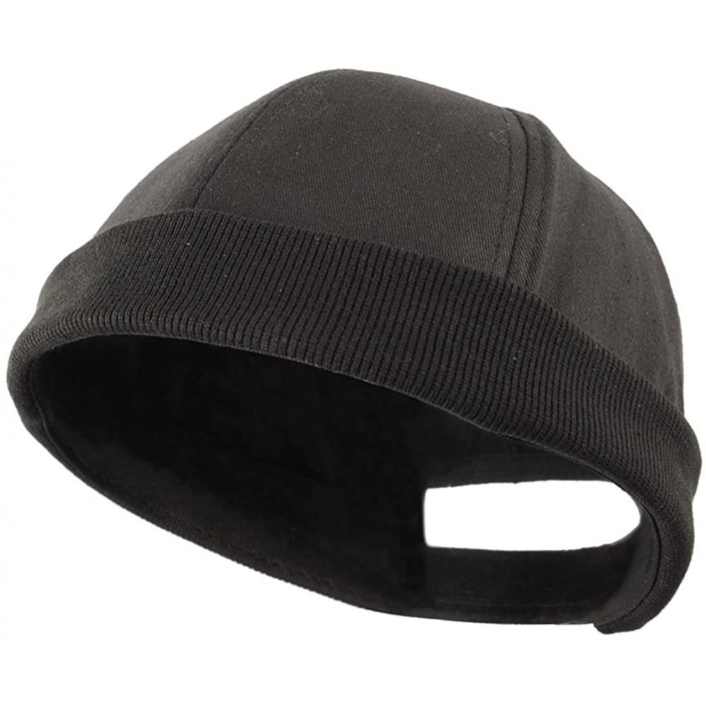 Skullies & Beanies Men Skullcap Sailor Cap Rolled Cuff Retro Fashion Brimless Hat Black - CT1862U2I57 $9.13