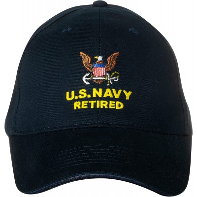 Baseball Caps U.S. Navy Caps Retired Direct Embroidered Cap- Black- Adjustable - CC1190O6K85 $14.37