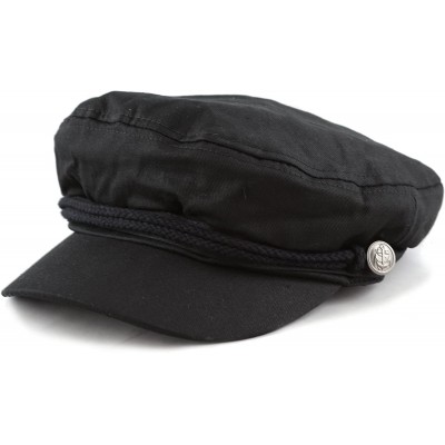 Newsboy Caps Black Horn Unisex Cotton Greek Fisherman's Sailor Fiddler Hat Cap - Black - CU187LRXRZK $15.53