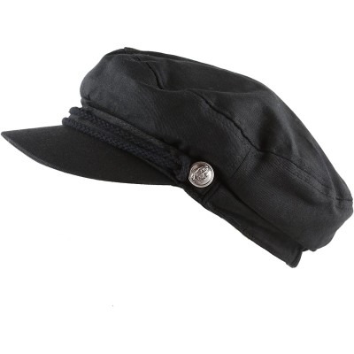 Newsboy Caps Black Horn Unisex Cotton Greek Fisherman's Sailor Fiddler Hat Cap - Black - CU187LRXRZK $15.53