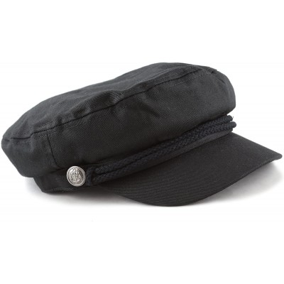 Newsboy Caps Black Horn Unisex Cotton Greek Fisherman's Sailor Fiddler Hat Cap - Black - CU187LRXRZK $15.53