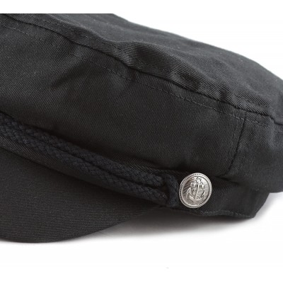 Newsboy Caps Black Horn Unisex Cotton Greek Fisherman's Sailor Fiddler Hat Cap - Black - CU187LRXRZK $15.53