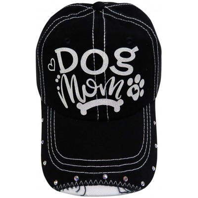 Baseball Caps White Glitter Dog Mom Black Baseball Cap Animal Dog Cat Pet - CY187GHENR5 $19.02