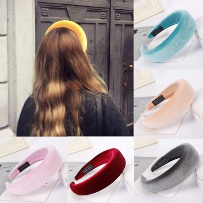 Headbands Solid Fashion Hairband Women's Girls' Sponge Velvet Candy Color Sweet Headband Hair Head Hoop - Sky Blue - CA18S6W9...