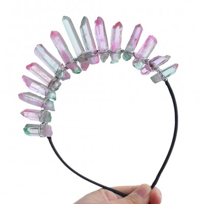 Headbands Raw Crystal Quartz Tiara Mermaid Crown Headband (Full Crown-03) - Full Crown-07 - CM18GYD5U0Y $20.35