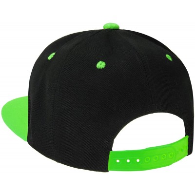 Baseball Caps Classic Snapback Hat Cap Hip Hop Style Flat Bill Blank Solid Color Adjustable Size - 1pc Black/Green - CZ18GNW4...
