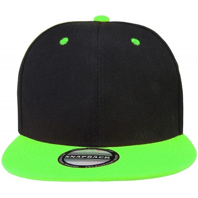 Baseball Caps Classic Snapback Hat Cap Hip Hop Style Flat Bill Blank Solid Color Adjustable Size - 1pc Black/Green - CZ18GNW4...