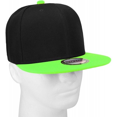 Baseball Caps Classic Snapback Hat Cap Hip Hop Style Flat Bill Blank Solid Color Adjustable Size - 1pc Black/Green - CZ18GNW4...