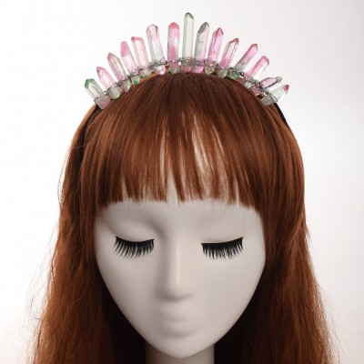 Headbands Raw Crystal Quartz Tiara Mermaid Crown Headband (Full Crown-03) - Full Crown-07 - CM18GYD5U0Y $20.35
