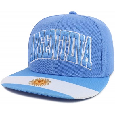 Baseball Caps Country Name 3D Embroidery Flag Print Flatbill Snapback Cap - Argentina Sky - C418W40G4QZ $18.41