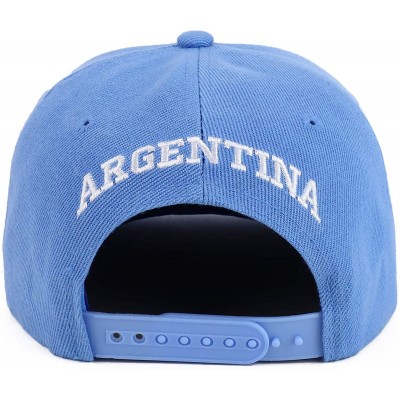Baseball Caps Country Name 3D Embroidery Flag Print Flatbill Snapback Cap - Argentina Sky - C418W40G4QZ $18.41