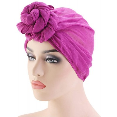 Skullies & Beanies Womens Big Flower Turban Beanie Elegant Cap Head Wrap Stretch Long Hair Scarf Headscarf - Yellow - CR18UZ6...