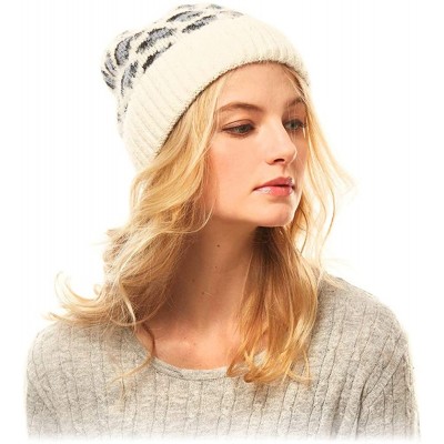 Skullies & Beanies Women Fashion Winter Fall Soft Knitted Multi Color Animal Print Cat Ear Beanie Hats - C718YHG0COQ $11.15