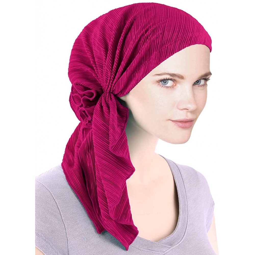 Headbands Bella Scarf Plisse Chemo Hat Turban Head Scarves Pre-Tied Headwear Bandana Tichel for Cancer - CA12H3RA08Z $21.38