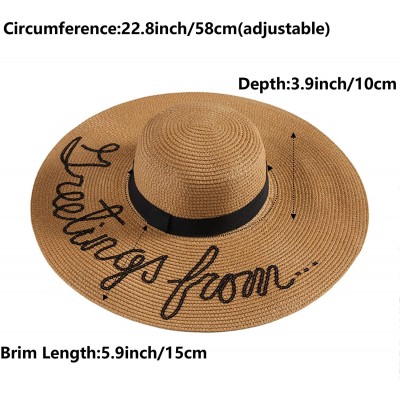 Sun Hats Womens Sun Straw Hat Wide Brim Floppy Foldable Adjustable Straw Weaved Travel Beach UV Summer Hat UPF50 - Khaki - CM...