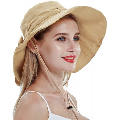 Sun Hats Beach Hats for Women Sun Hat Summer UPF 50+ UV Fishing Protection Beach Hat Foldable Wide Brim Cap - Khaki - CF18R3R...