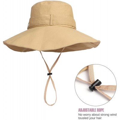 Sun Hats Beach Hats for Women Sun Hat Summer UPF 50+ UV Fishing Protection Beach Hat Foldable Wide Brim Cap - Khaki - CF18R3R...