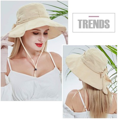 Sun Hats Beach Hats for Women Sun Hat Summer UPF 50+ UV Fishing Protection Beach Hat Foldable Wide Brim Cap - Khaki - CF18R3R...