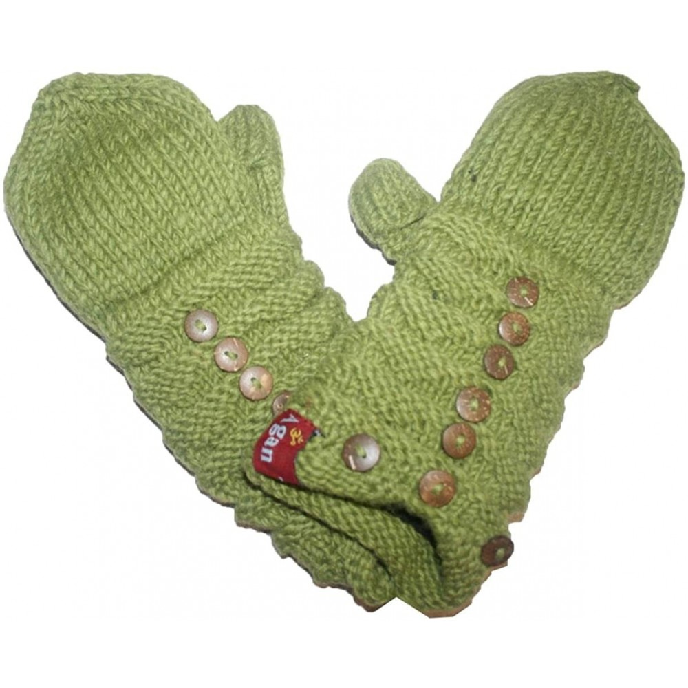 Skullies & Beanies Trendy Ribbed Wool Knit Warm Oversized Chunky Soft Fleece Lined Slouchy Beanie Mitten Hat - Green Multi - ...