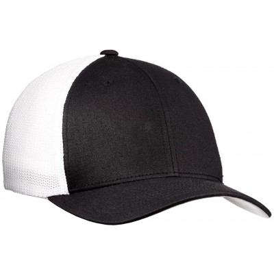 Baseball Caps Mesh Back Flex-Fit Trucker Style Caps - Black/White - C3126M53WUX $18.84