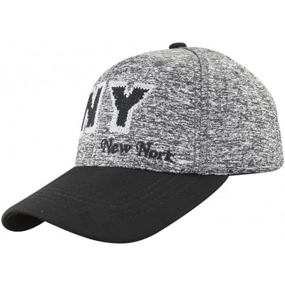 Baseball Caps Washed Newyork Fitted Casual Rookies Patch Precurved Baseball Cap - Black - CW11XKW4GF7 $9.74